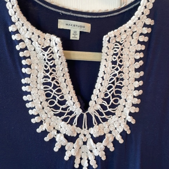 Max Studio Crochet Trim Knit A-line Dress - Picture 3 of 6